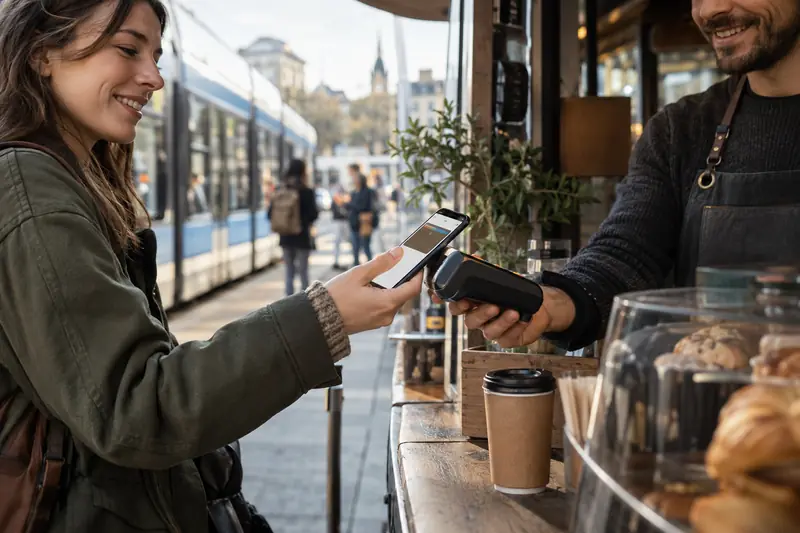 Redaktionelle Illustration: Kreditkarten mit Apple Pay